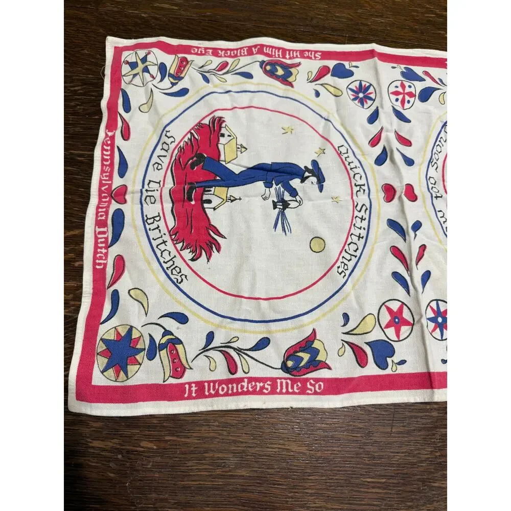 2 Kitchen Tea Towel Vintage‎ Colorful Boughten Old Time Family Story 17x27
